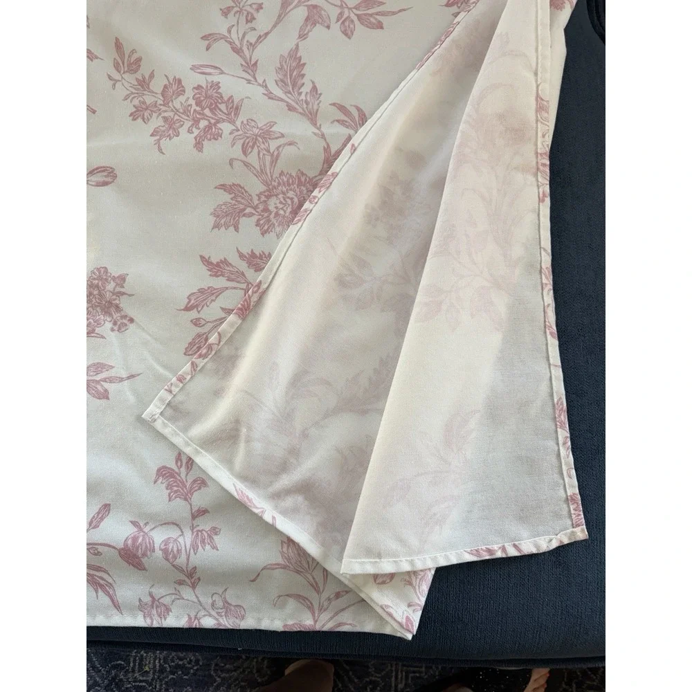 Pink Floral Toile Botanical Fabric Shower Curtain White 72 X 72 Toile De Jouy